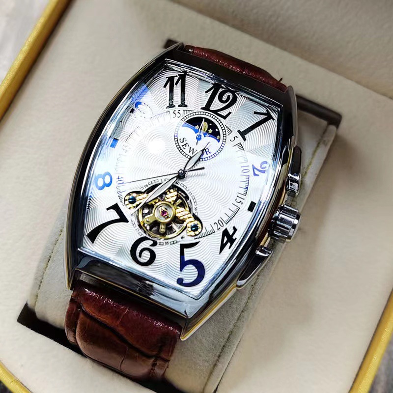 Automatic Watch Winder - SEWOR Mechanical Watch Men Gold Tourbillon