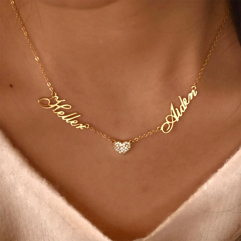 Engraved Name Necklace - Custom Two Name Necklace For Women