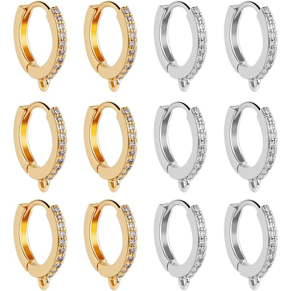 Gold Plated Ring - 1 Box 12Pcs Round Leverback Hooks