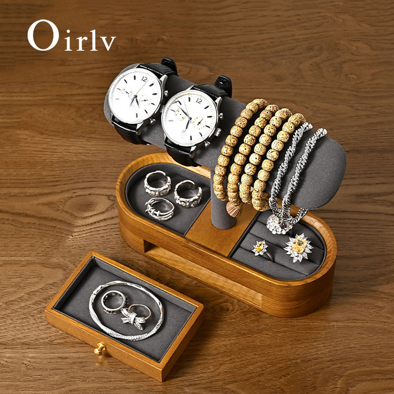 Jewelry Bracelet Watches - Oirlv Solid Wood Watch Organizer Shelf