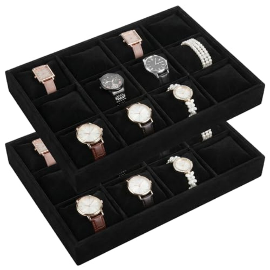 Jewelry Bracelet Watches - 2 PCS Watch Tray, 12 Grid