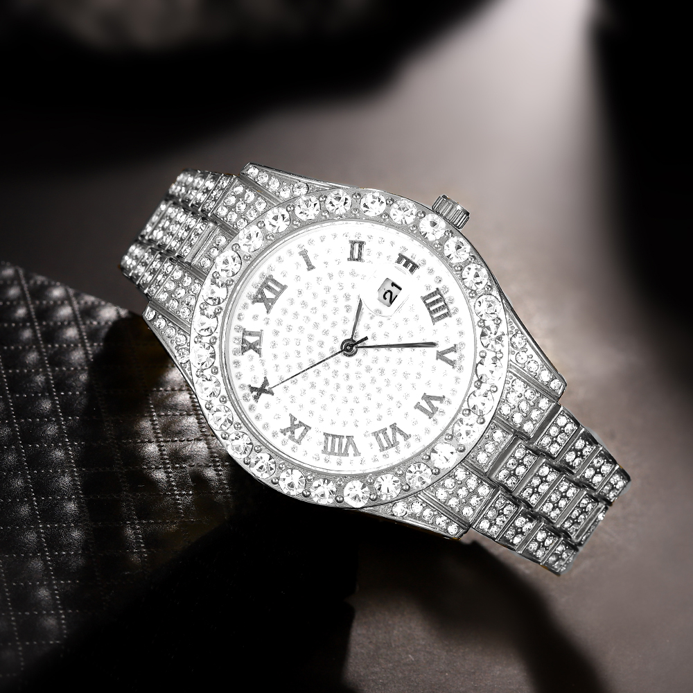 1 Hip-hop Full Diamond Silver  - огляд і ціна Jewelry Watches Men