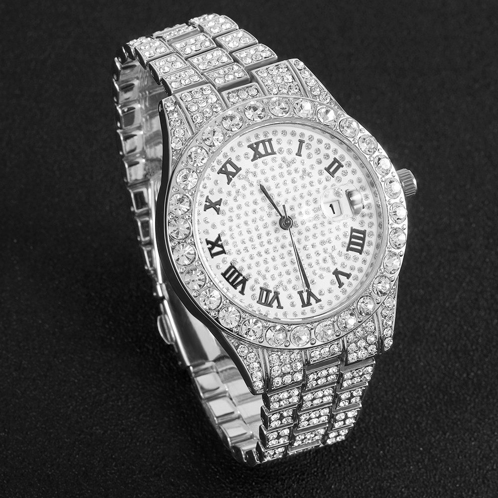 1 Hip-hop Full Diamond Silver  - огляд і ціна Jewelry Watches Men