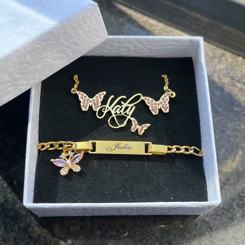 DUOYING Custom Pink Butterfly  - огляд і ціна Engraved Name Necklace