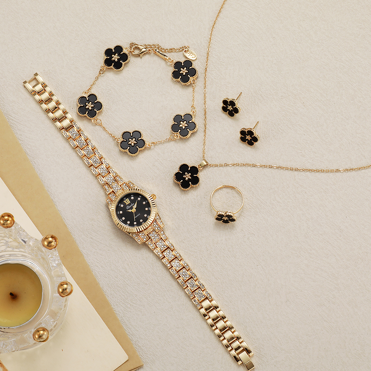 Luxury Gold Crystal Watch Blac - огляд і ціна Jewelry Watches Luxury