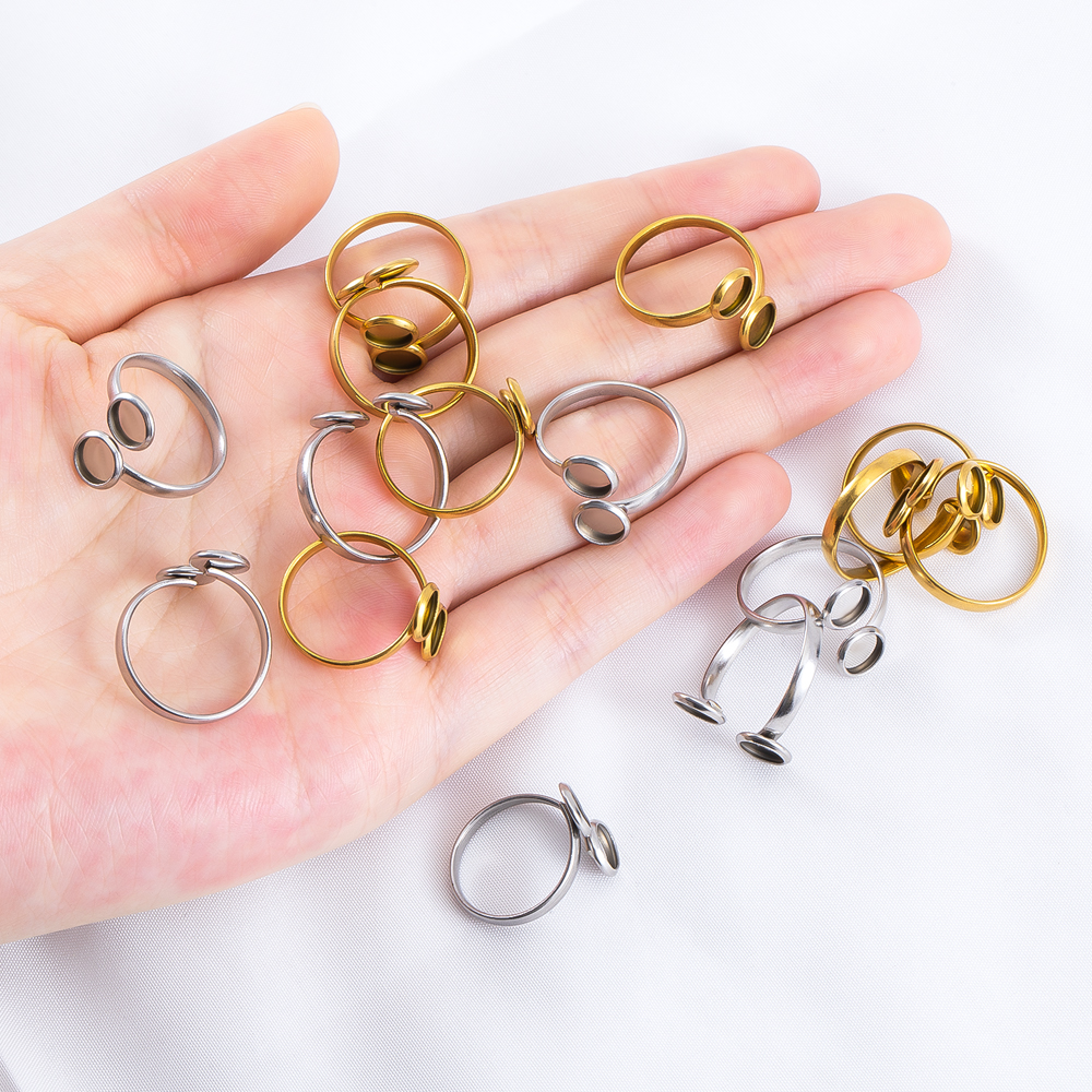 5pcs Stainless Steel Adjustabl - огляд і ціна Gold Plated Ring