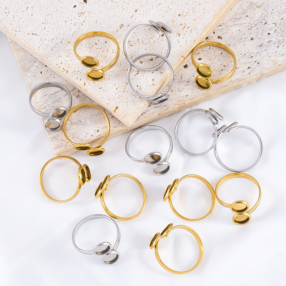 5pcs Stainless Steel Adjustabl - огляд і ціна Gold Plated Ring