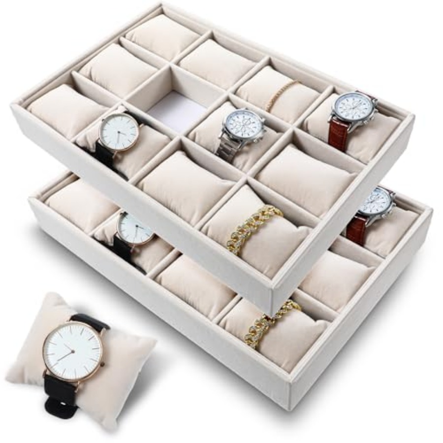 2 Pcs Beige Velvet Jewelry Org - огляд і ціна Jewelry Bracelet Watches