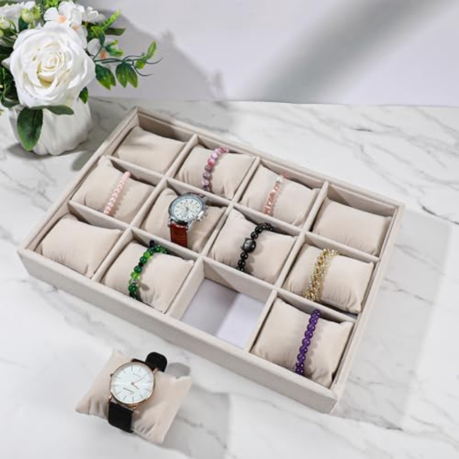2 Pcs Beige Velvet Jewelry Org - огляд і ціна Jewelry Bracelet Watches