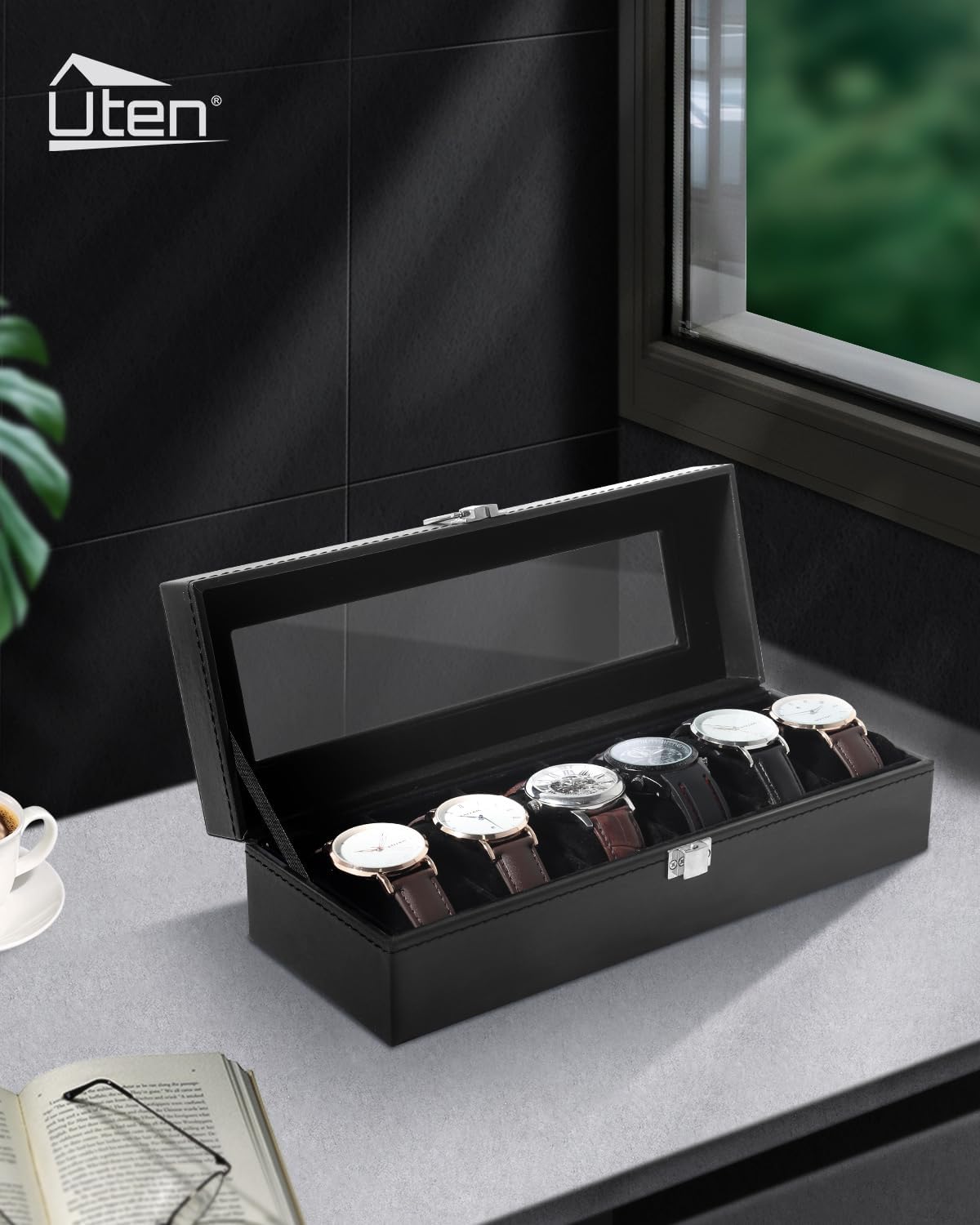 6 Slot Watch Box with Glass Li - огляд і ціна Jewelry And Watches Box
