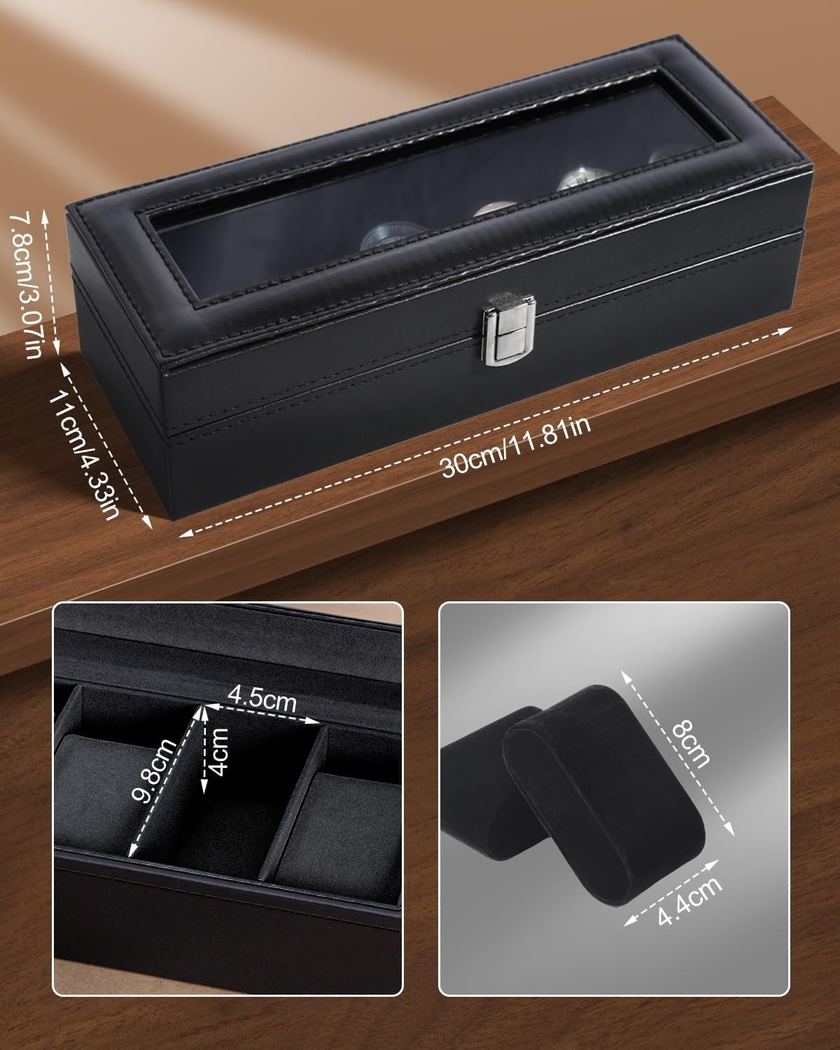6 Slot Watch Box with Glass Li - огляд і ціна Jewelry And Watches Box