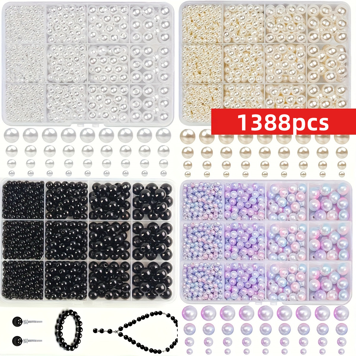 1388pcs 4/6/8/10mm  Black, whi - огляд і ціна Fine Jewelry & Watches Photos