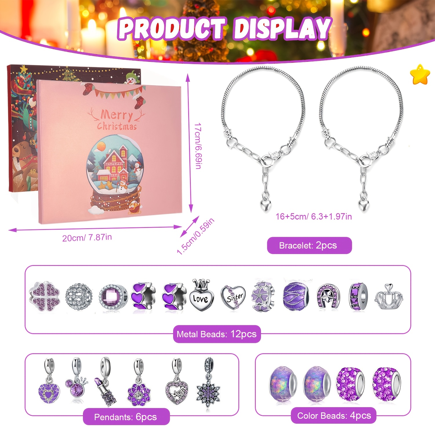Christmas purple beads DIY jew - огляд і ціна Fine Jewelry & Watches Photos