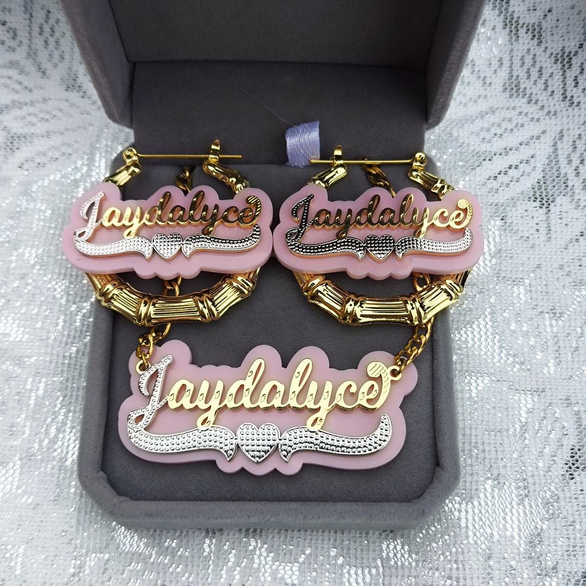 Custom Name Necklace Earrings  - огляд і ціна Engraved Name Necklace