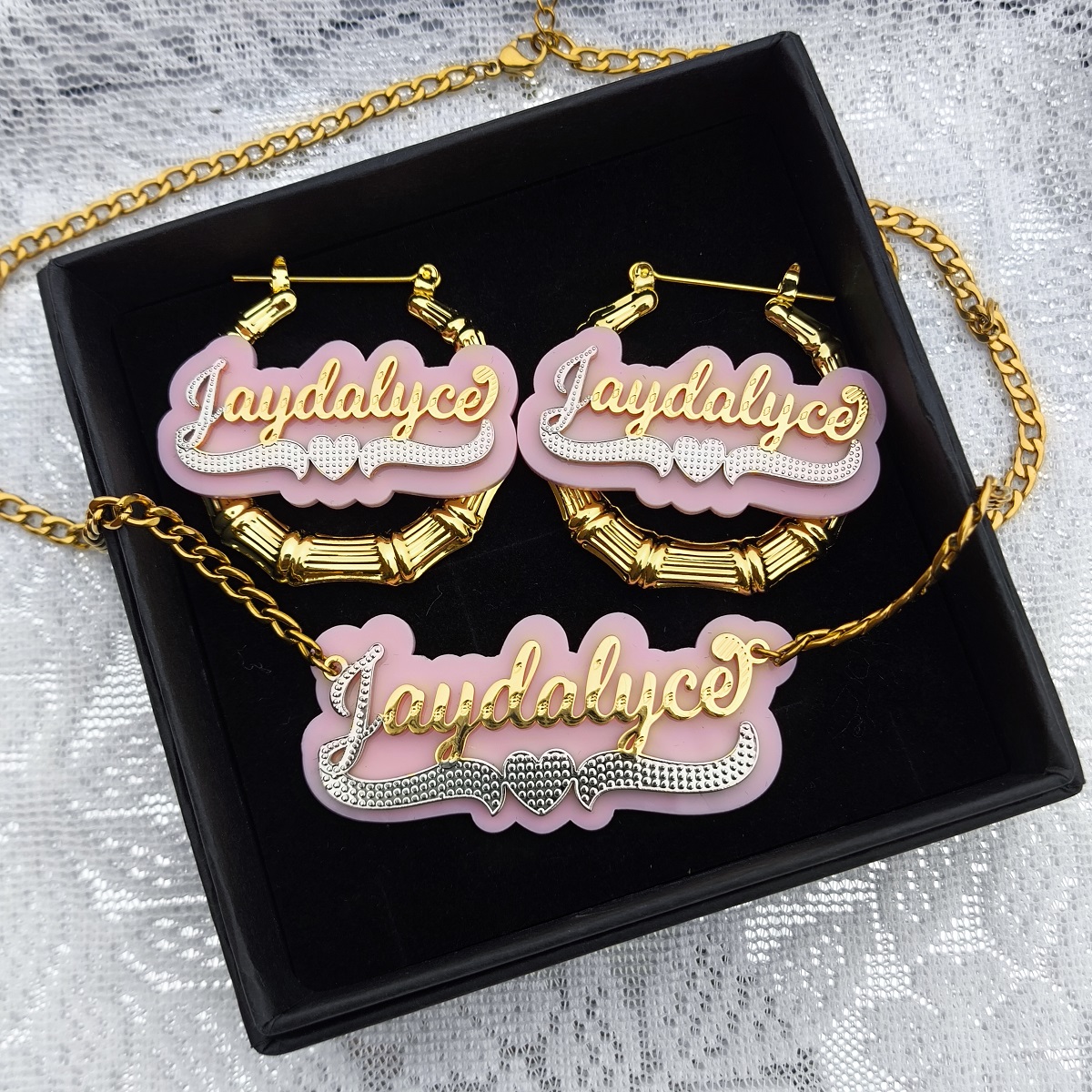 Custom Name Necklace Earrings  - огляд і ціна Engraved Name Necklace