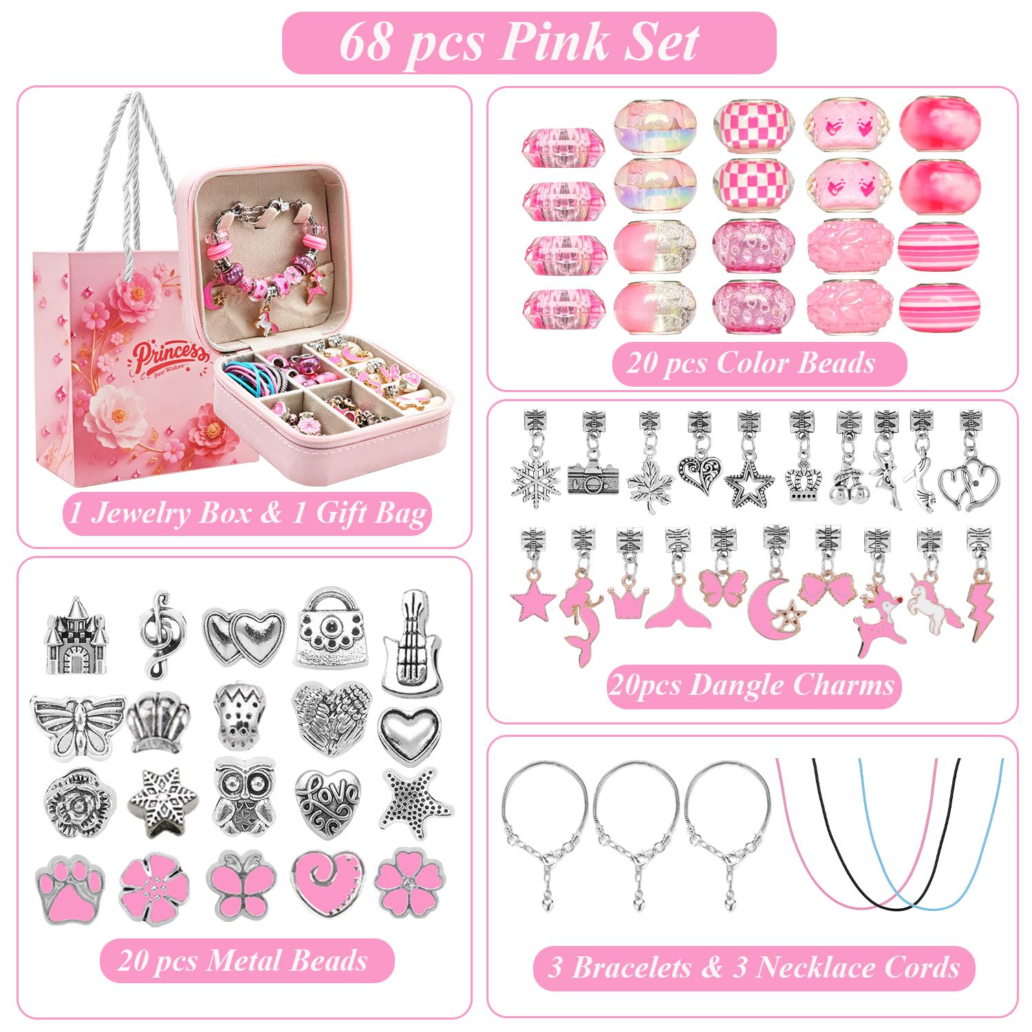 68pcs pink beaded jewelry set, - огляд і ціна Fine Jewelry & Watches Photos