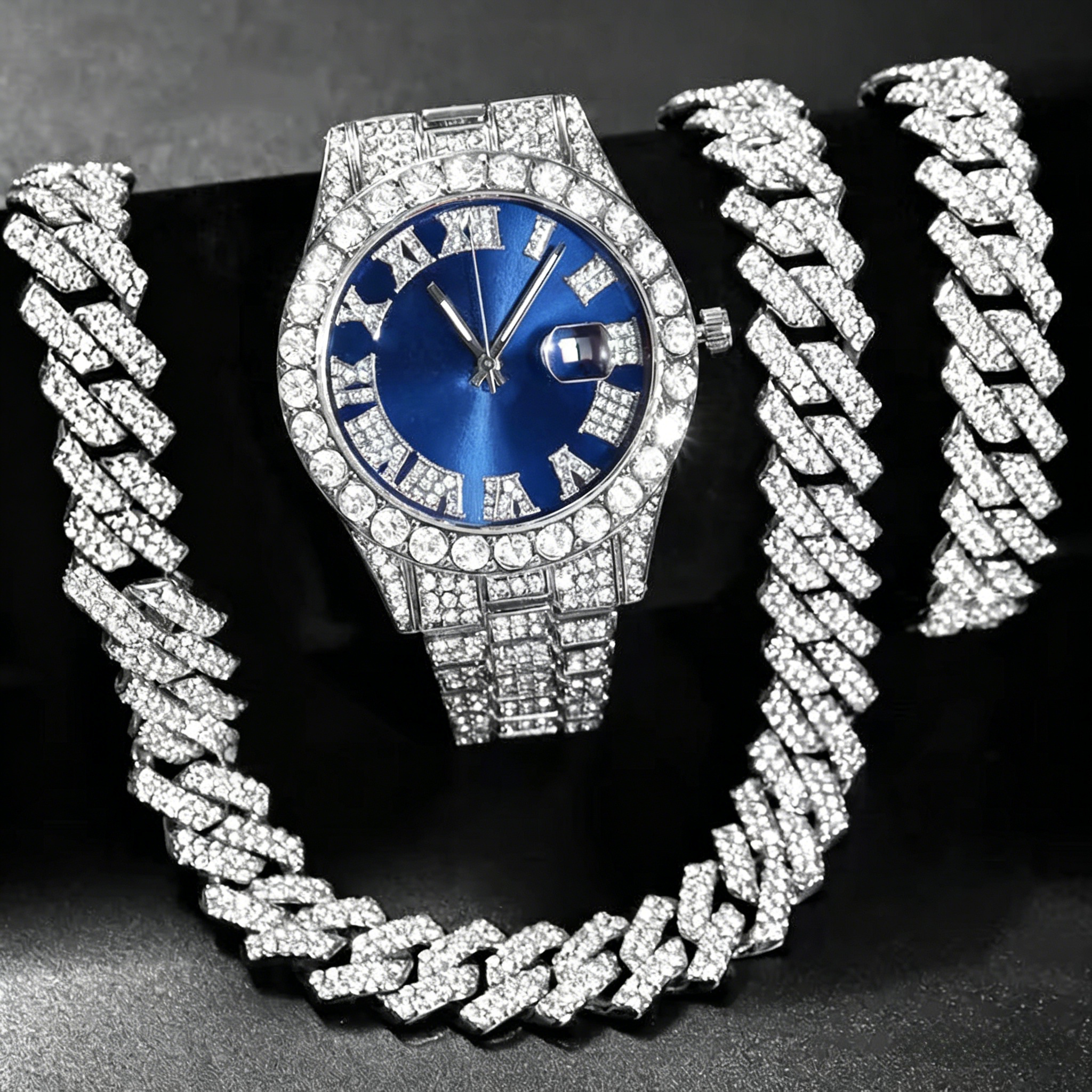3/4PCS Hip Hop Iced Out Men's  - огляд і ціна Icebox Jewelry Watches