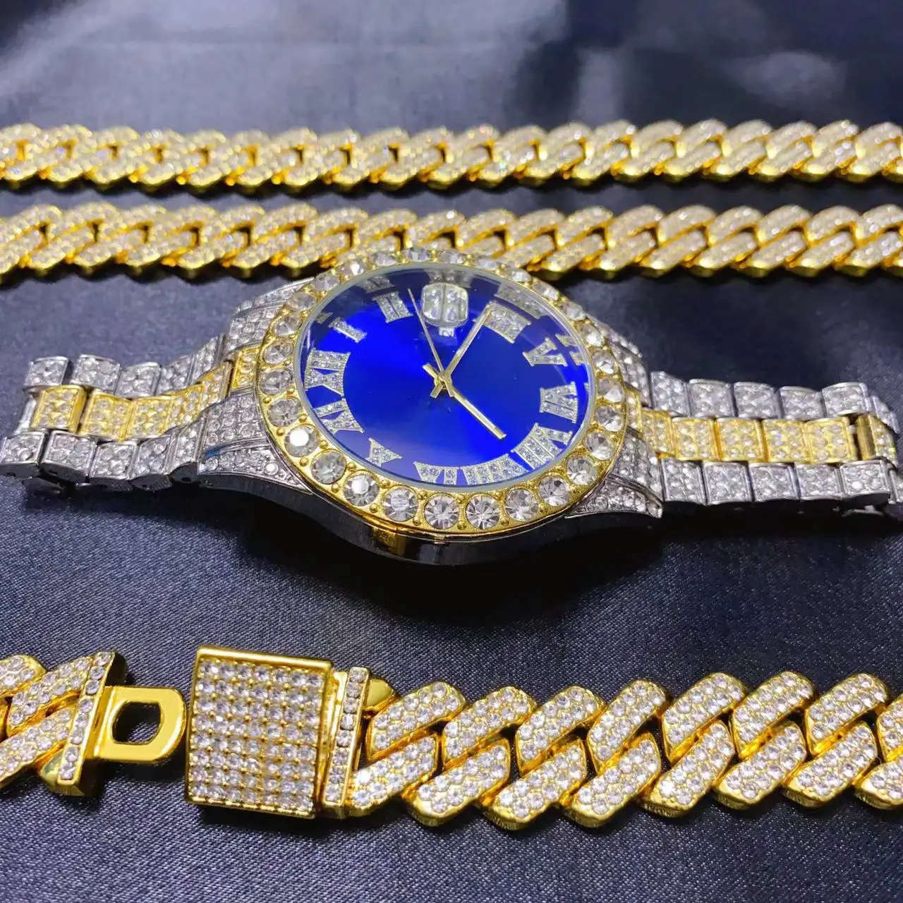 3PCS Hip Hop Calendar Luxury W - огляд і ціна Icebox Jewelry Watches