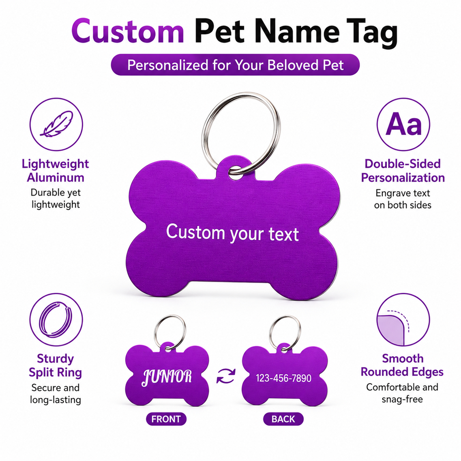 Bone Shaped Custom Name Dog Ta - огляд і ціна Engraved Name Necklace